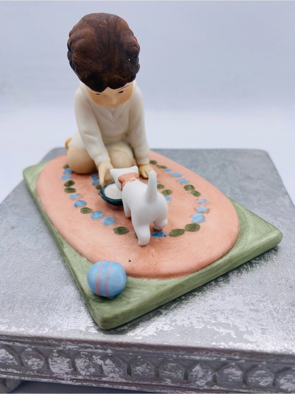 Vintage Bessie Pease Guttmann Collectible “Boy Feeding Kitty” Porcelain Figurine